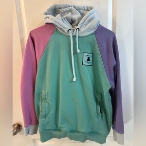 Teddy Fresh Color-block Pastel Color Hooded Sweatshirt Size Medium EUC